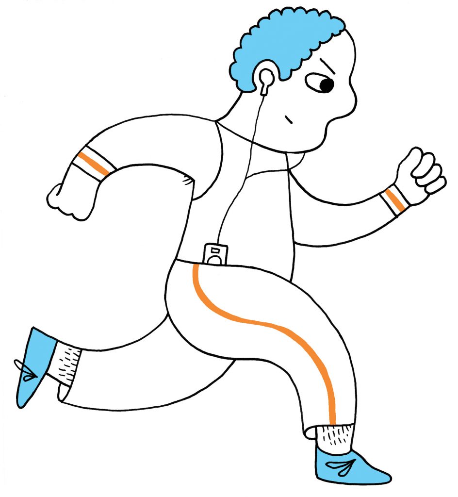 A simple drawing of a determined jogger.