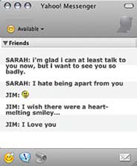 Exchanges from a real IM chat in the study “How Do I Love Thee? Let Me Count the Words”