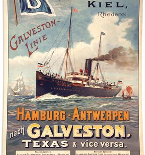 Poster advertising a passenger line from Hamburg to Galveston