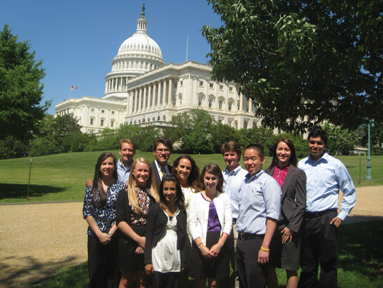 Professor Sean Theriault (second from left) takes students to Washington, D.C. to see the legislative process firsthand