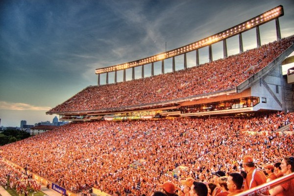 UT football stands filled with white and burnt orange