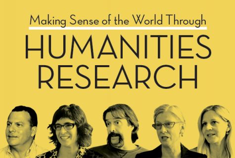 graphic for Humanities Research with researchers along bottom