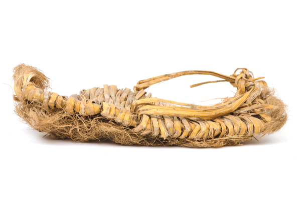 Child’s sandal from a West Texas dry shelter site, likely 2,500-3,000 years old, that is housed in the collections at the Texas Archeological Research Laboratory (TARL). Photo: Marsha Miller.