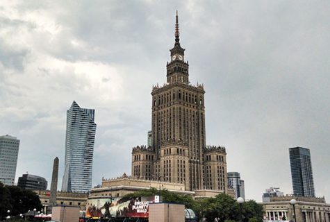 The Palace of Culture and Science, Poland's tallest building, was 10 blocks from Cantu's Warsaw office.