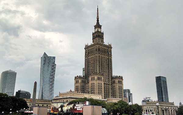 The Palace of Culture and Science, Poland's tallest building, was 10 blocks from Cantu's Warsaw office.