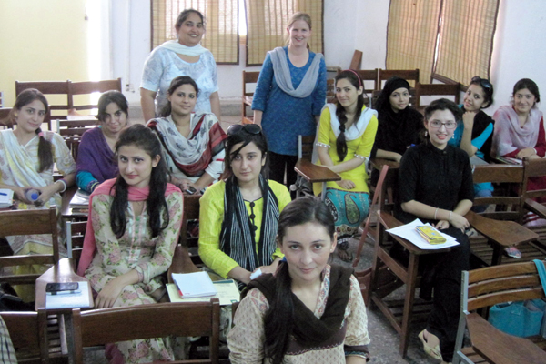 Students and their professors who co-taught a class on gender in Pakistan