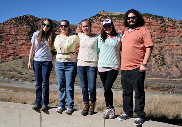 Garza poses with some of the other National Historic Trails interns at the workshop in Utah.