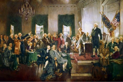 The signing of the Constitution. Painting by Howard Chandler Christy.