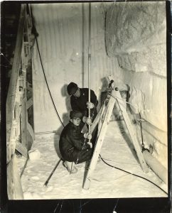Taken at Camp Century, Greenland, when Orr was assigned to the Polar Research and Development Command, coring into the Arctic icecap. 