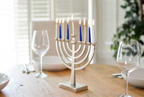 menorah with all candles lit