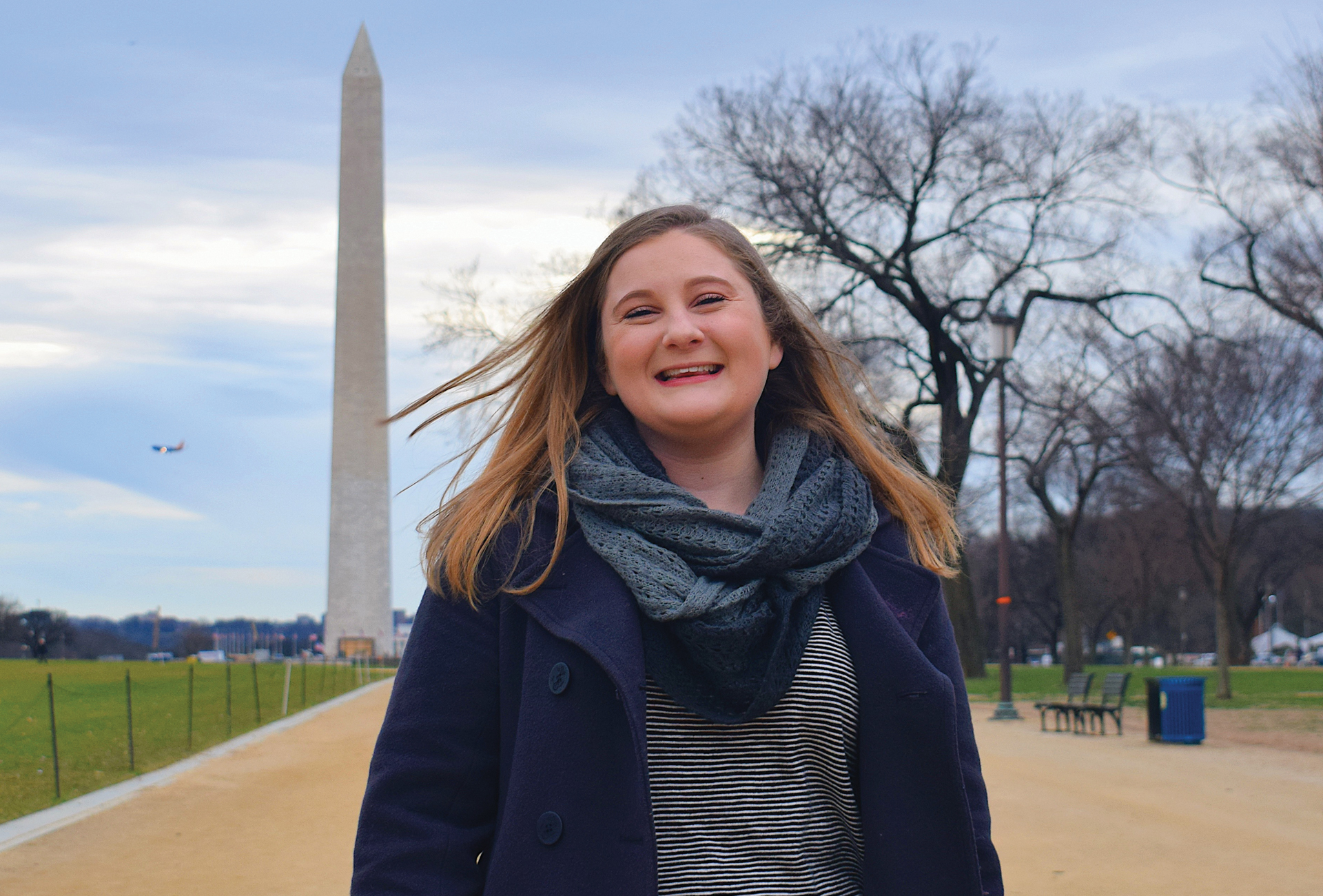 Alyssa Ashcraft in front of the Washington Monument.