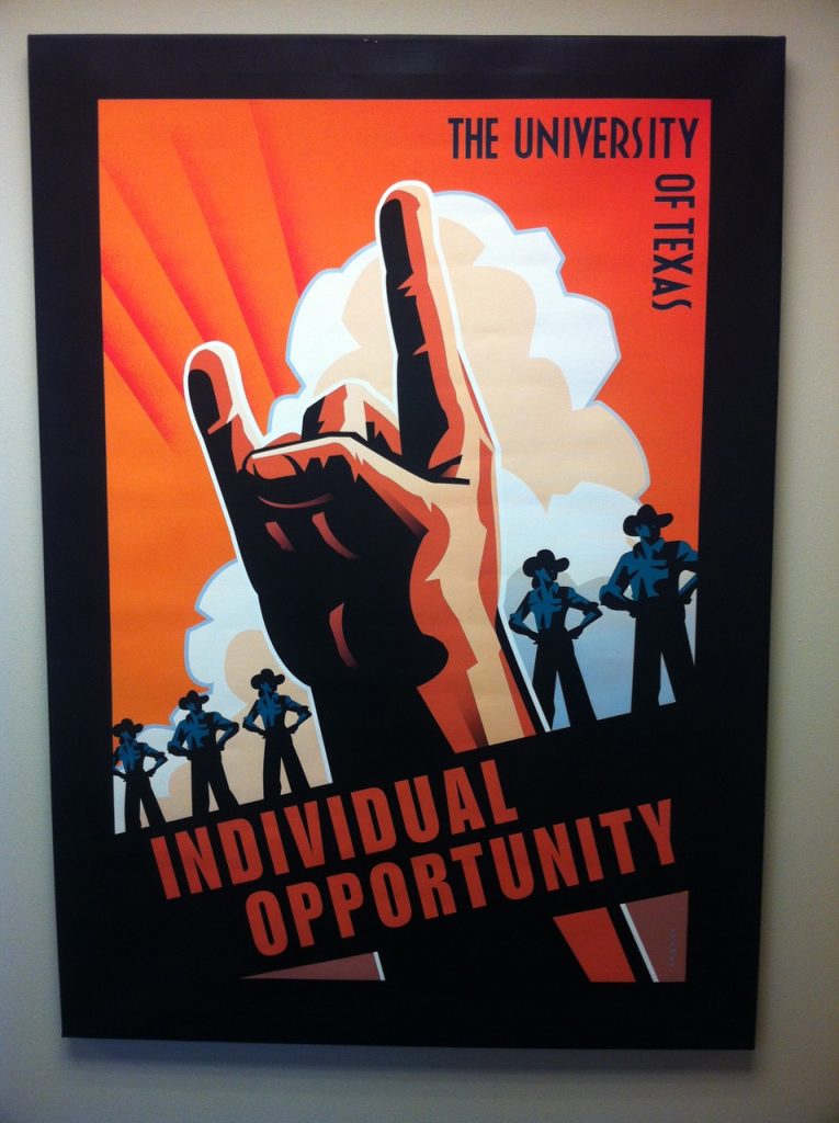 "Individual Opportunity" poster at UT Austin.